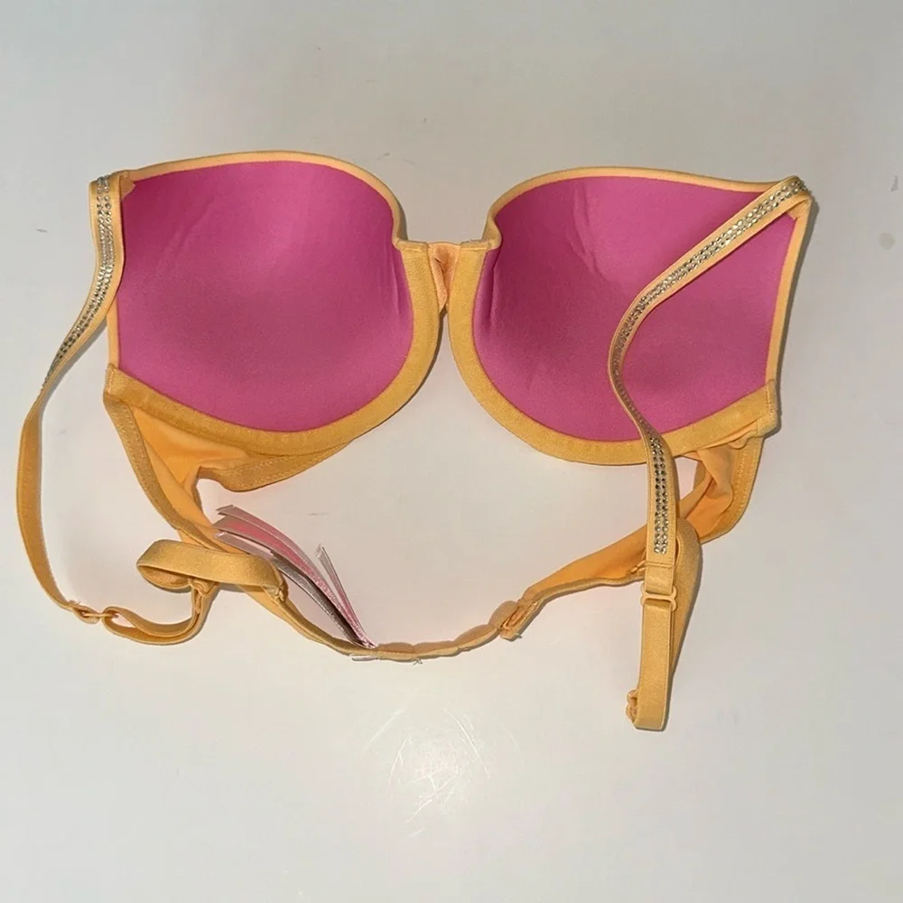 Pink Victoria’s Secret Wear every where yellow push bra Sz 32B